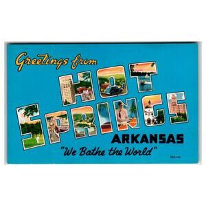 Greetings from Hot Springs Arkansas Large Letter Postcard Shini Color SK5140